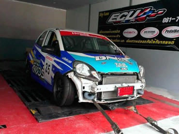 Honda rally car being prepared on Dyno at Ritter Performance Tuning