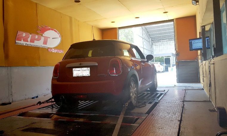 2015 Mini Cooper D on dyno during Remap at RTP Thailand